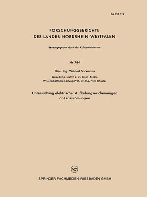 cover image of Untersuchung elektrischer Aufladungserscheinungen an Gasströmungen